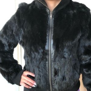 Talula - Black real fur bomber